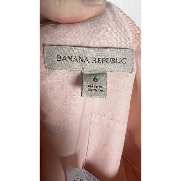 Banana Republic‎ Linen Kenza Mini Dress Babydoll Pink Size 6 Sundress NEW - Picture 9 of 14
